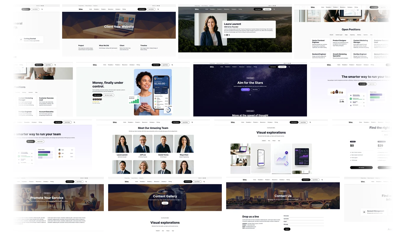 Grid of 20+ blox theme templates